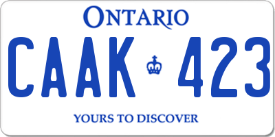 ON license plate CAAK423