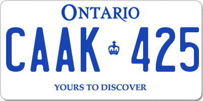 ON license plate CAAK425