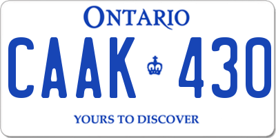 ON license plate CAAK430