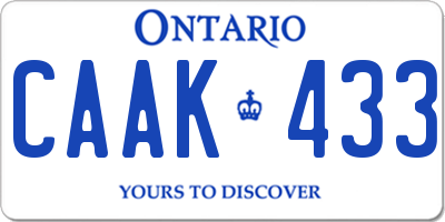 ON license plate CAAK433