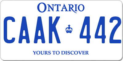 ON license plate CAAK442