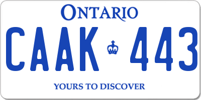 ON license plate CAAK443