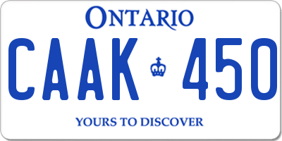 ON license plate CAAK450