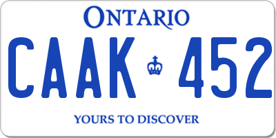 ON license plate CAAK452