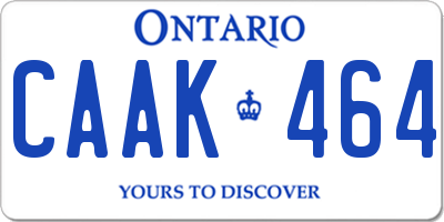 ON license plate CAAK464