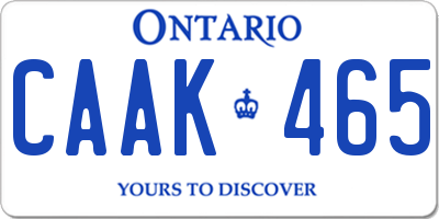 ON license plate CAAK465