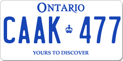 ON license plate CAAK477