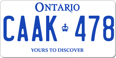 ON license plate CAAK478