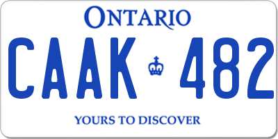 ON license plate CAAK482