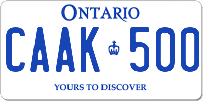 ON license plate CAAK500