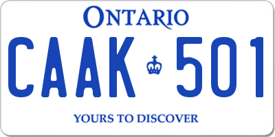 ON license plate CAAK501