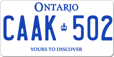 ON license plate CAAK502