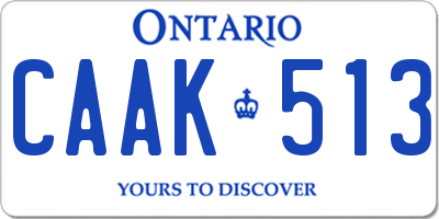 ON license plate CAAK513