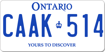 ON license plate CAAK514