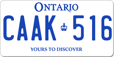 ON license plate CAAK516