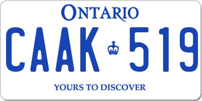 ON license plate CAAK519