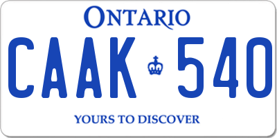 ON license plate CAAK540