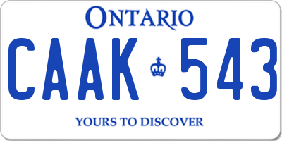 ON license plate CAAK543