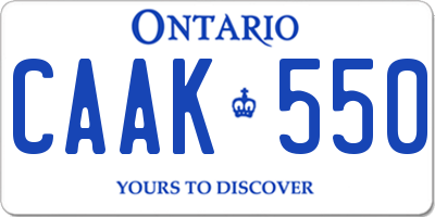 ON license plate CAAK550