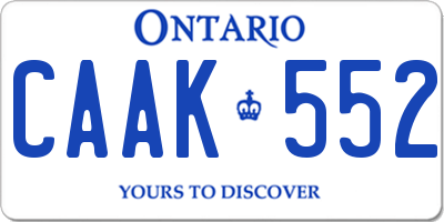 ON license plate CAAK552