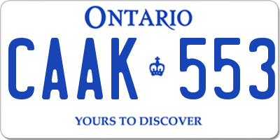 ON license plate CAAK553