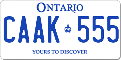 ON license plate CAAK555