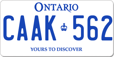 ON license plate CAAK562