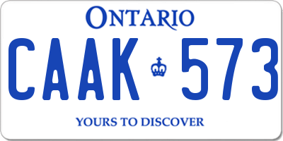 ON license plate CAAK573