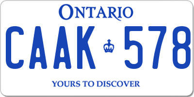 ON license plate CAAK578