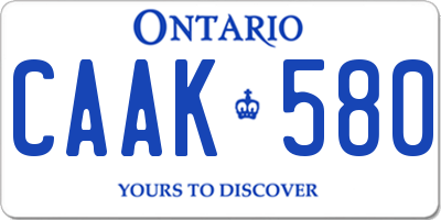 ON license plate CAAK580