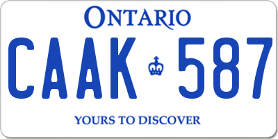 ON license plate CAAK587