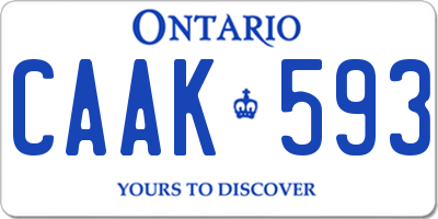 ON license plate CAAK593