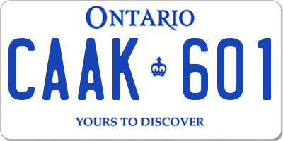 ON license plate CAAK601