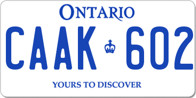 ON license plate CAAK602