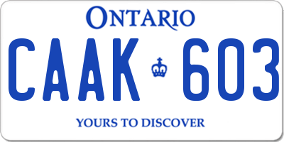 ON license plate CAAK603