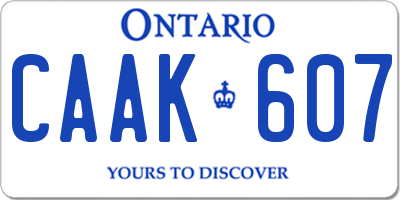 ON license plate CAAK607