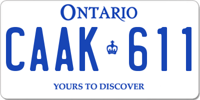 ON license plate CAAK611