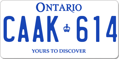 ON license plate CAAK614