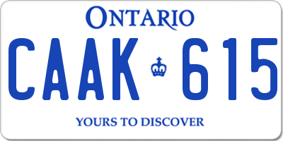 ON license plate CAAK615