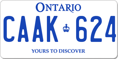 ON license plate CAAK624