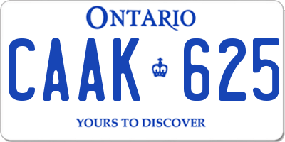 ON license plate CAAK625