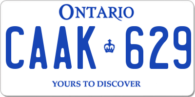 ON license plate CAAK629