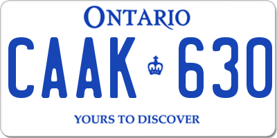 ON license plate CAAK630