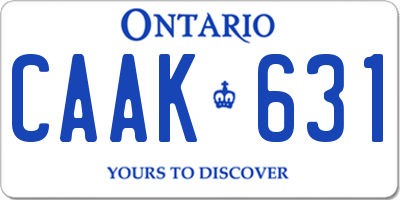 ON license plate CAAK631