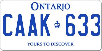 ON license plate CAAK633