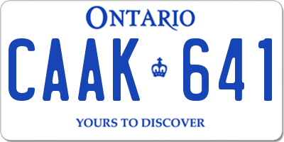 ON license plate CAAK641