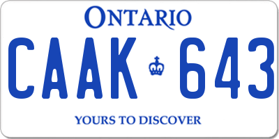 ON license plate CAAK643