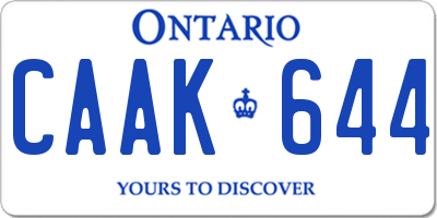 ON license plate CAAK644