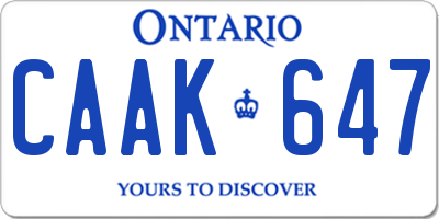 ON license plate CAAK647