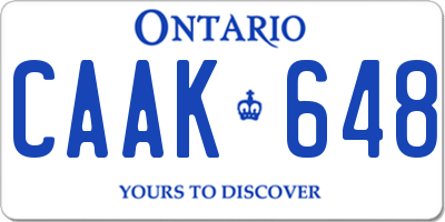 ON license plate CAAK648